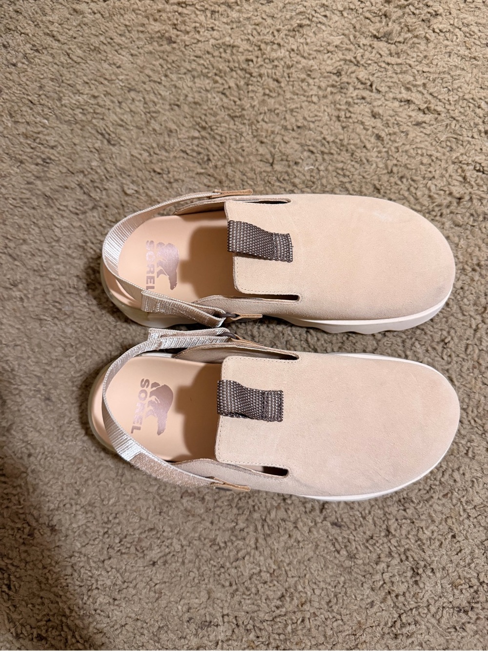 Sorel Women's Slip-On Mules in Blush and Brown Pull Tab